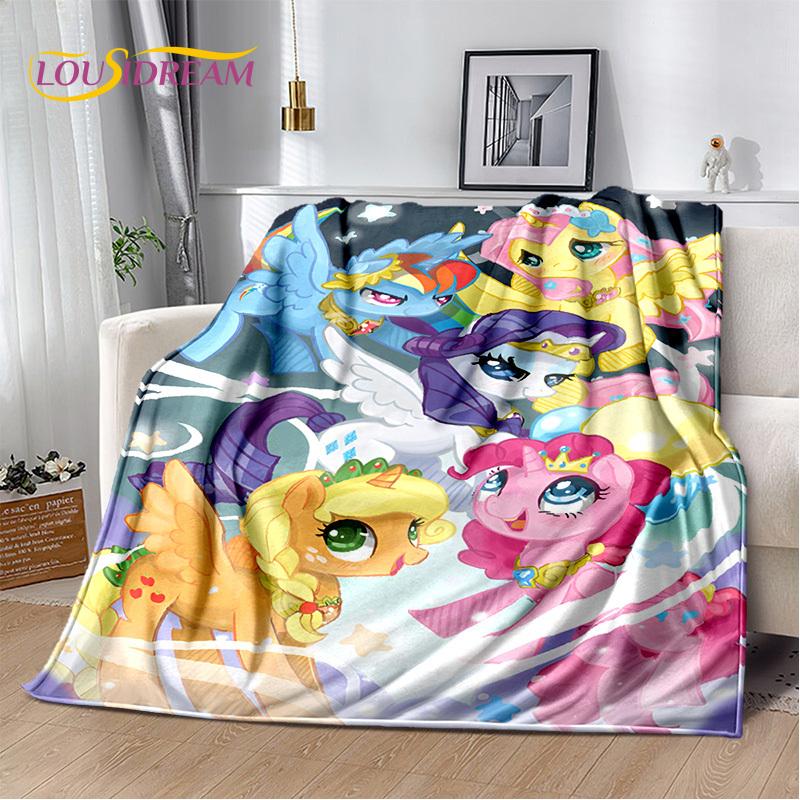 Cute 3D P-Pony Cartoon Unicorn Soft Plush Blanket,Flannel Blanket Throw Blanket for Living Room Bedroom Bed Sofa Picnic Kid Gift