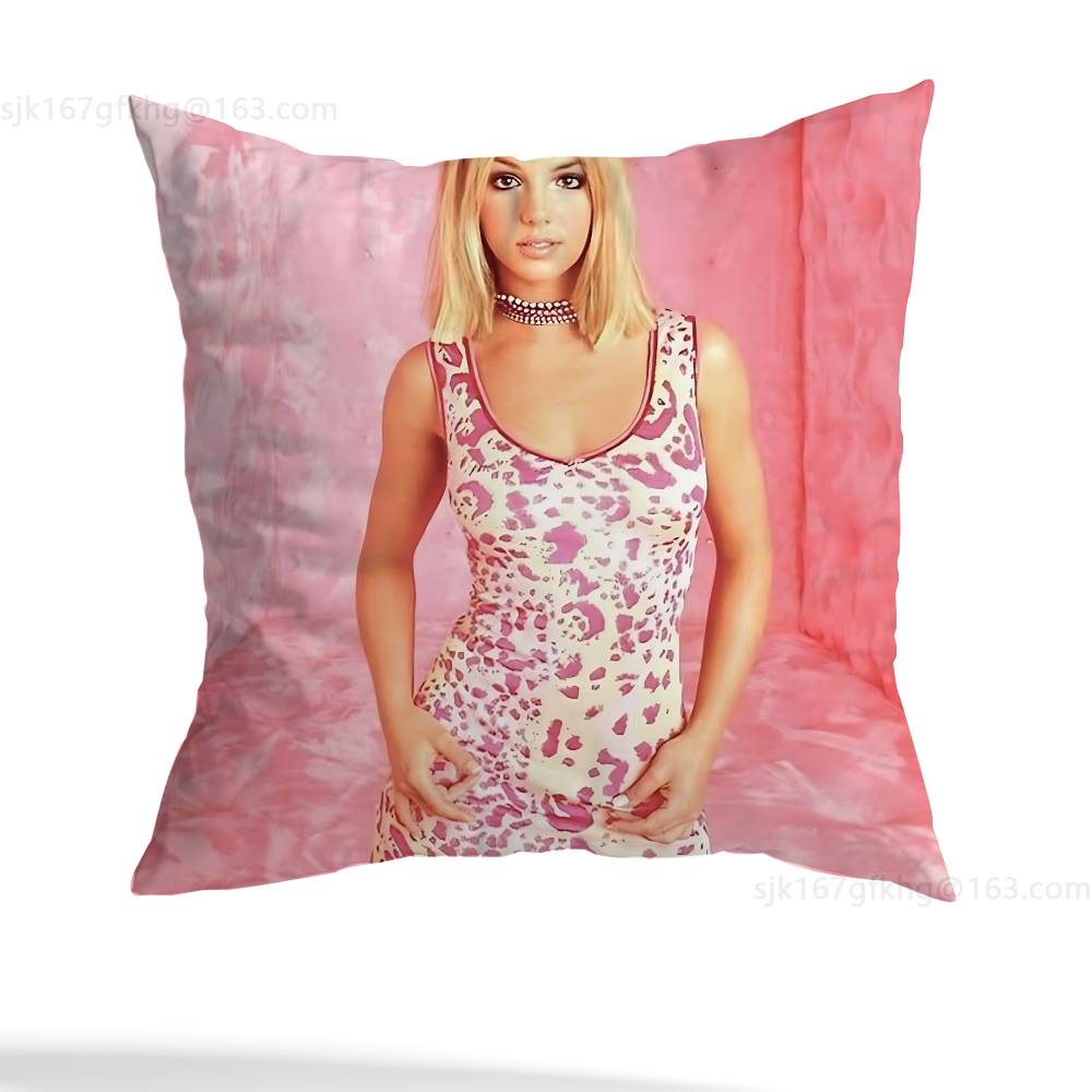 

Singer B-Britney Spears Pillow Case Anti-dustmite Pillowcase Invisible zipper silky short plush Sofa cushion cover 12x12Inch