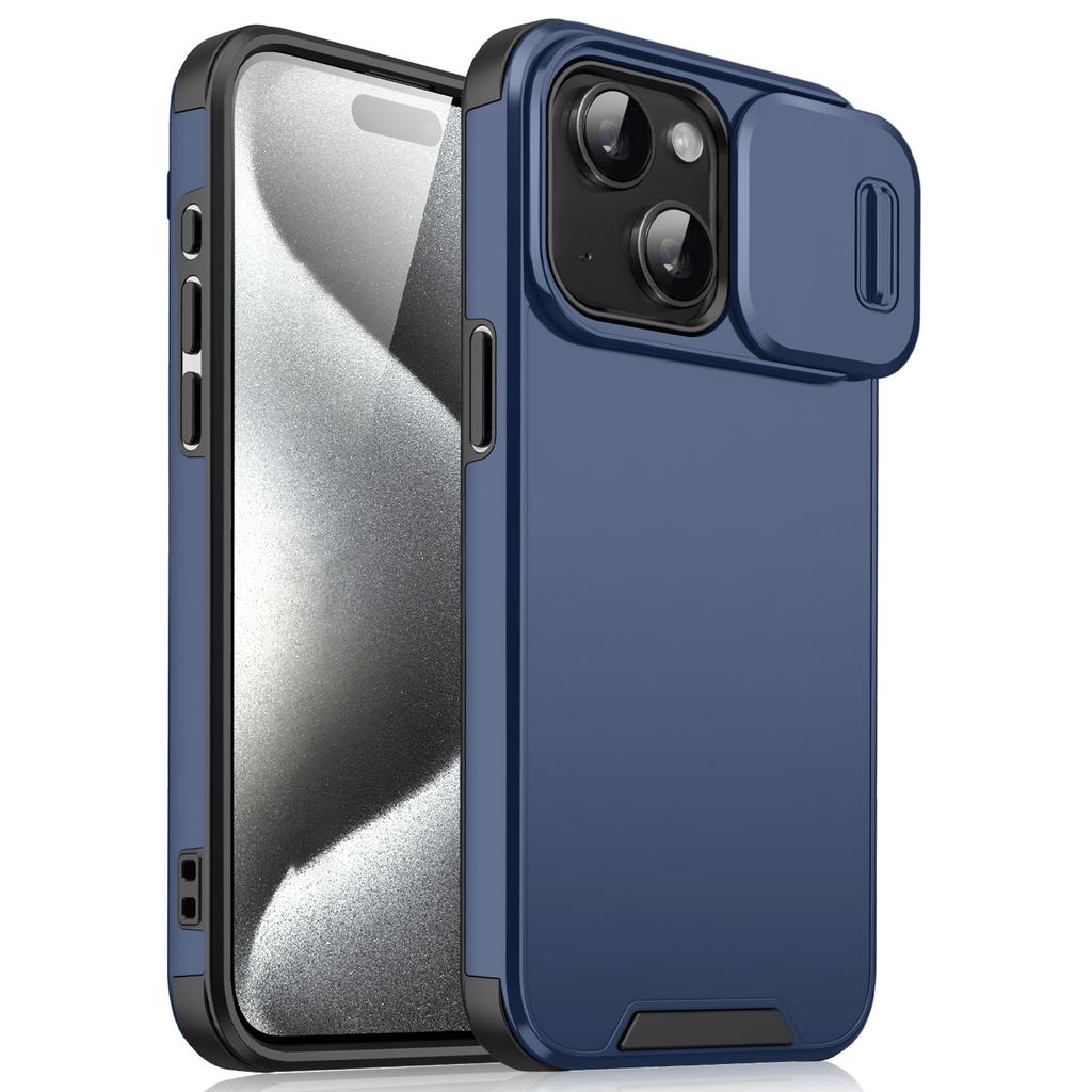Pro pouzdro na iPhone 15 s posuvným krytem kamery PC+TPU Ochranný kryt telefonu