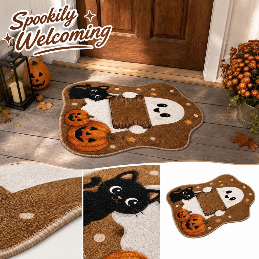 Halloween Novelty Doormat for Front Door Entryway and Porch Decor