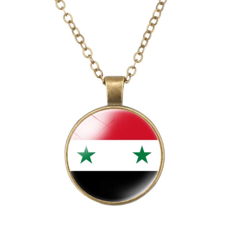 Elegant Syrian Flag Pendant Necklace Symbolizing National Pride and Cultural Identity in Sturdy Materials Casual Wear