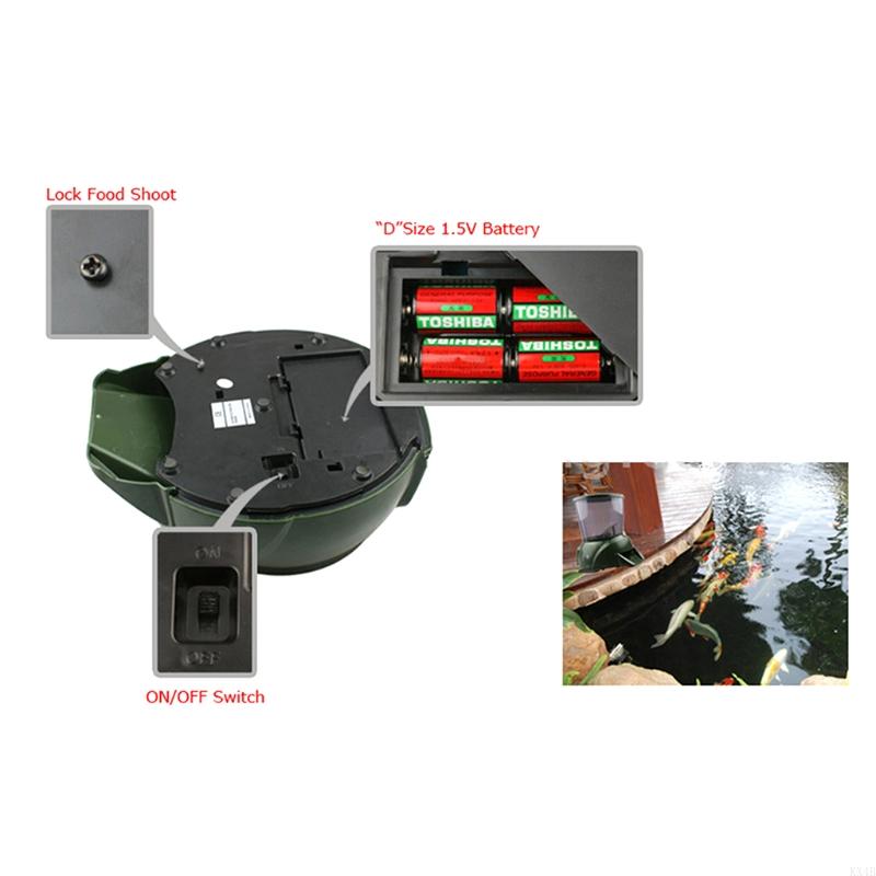 KX4B Automatic Fish Feeder Battery Powered Aquarium Dispenser Large Feed Bucket