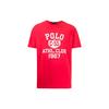 Polo Letter Pattern Loose Short Sleeve T-Shirt Men Tops Red 710839224-001