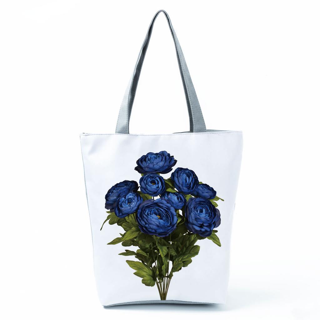 High Capacity Shoulder Bag Shopping Bags Bright Colors Floral Print Handbag Casual Travel Multi Functional Beach Bag Commuting Tote Bag