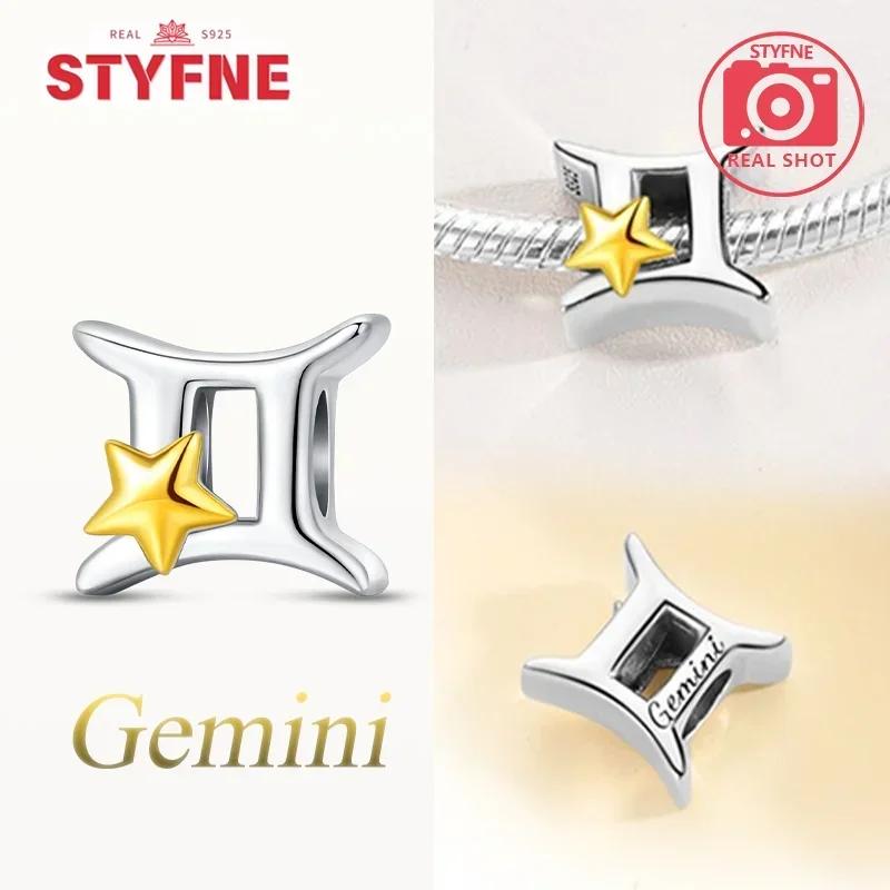 

Exquisite Yellow Twelve Zodiac Signs Star Shape Taurus Symbols Authentic copper Bead Compatible With Bracelets Women Do It Yourself Birthday Gift Acce