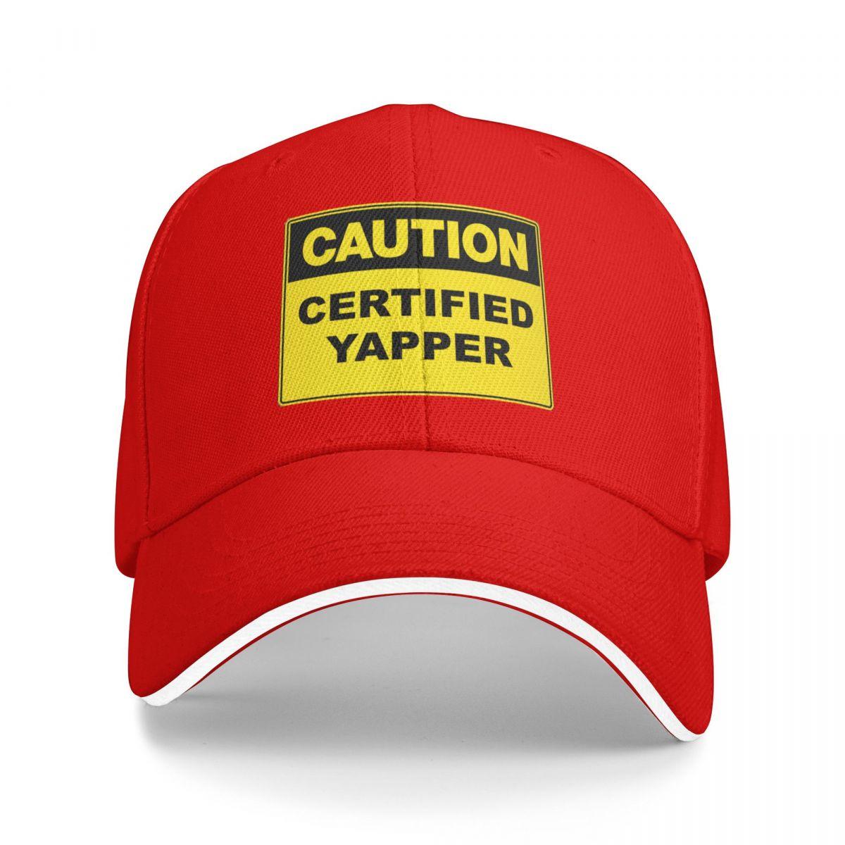 Caution Certified Yapper Baseball Cap Sunscreen New Hat Kids Hat Unisexs big size hat Unisexs Womens