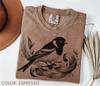 Vintage Finch Shirt Comfort Colors®, Linocut Bird Shirt, Vintage Botanical Finches Shirt, Cottagecore Nature Shirt, Folk Art Bird Lover Gift
