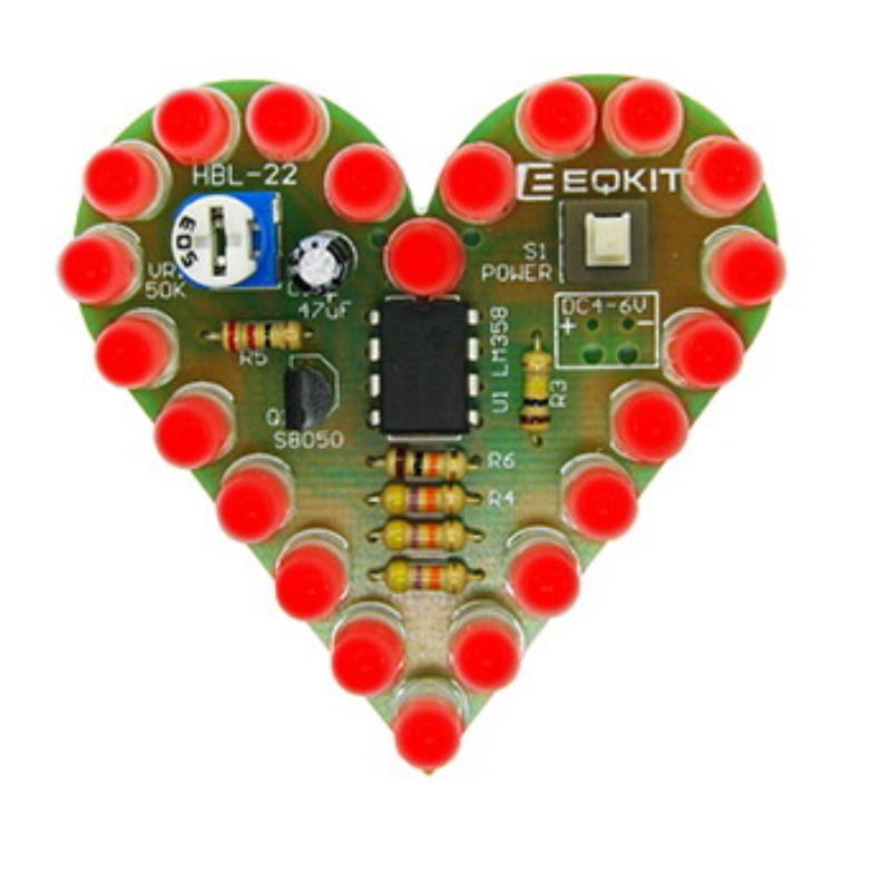 DIY Herzform Atmende Lampe Bausatz LED Leiterplatte 4V 6V Elektronische Lötmontage für Elektronikstudenten Projekt