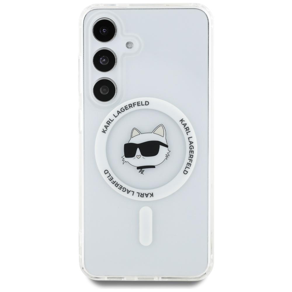 Karl Lagerfeld Button Choupette Case Printed Logo Magsafe For Samsung Galaxy S25 White
