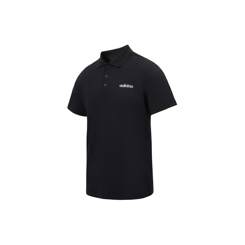 Adidas Letter Print Casual Comfort Short Sleeve Polo Shirt Men Tops Black JE3560