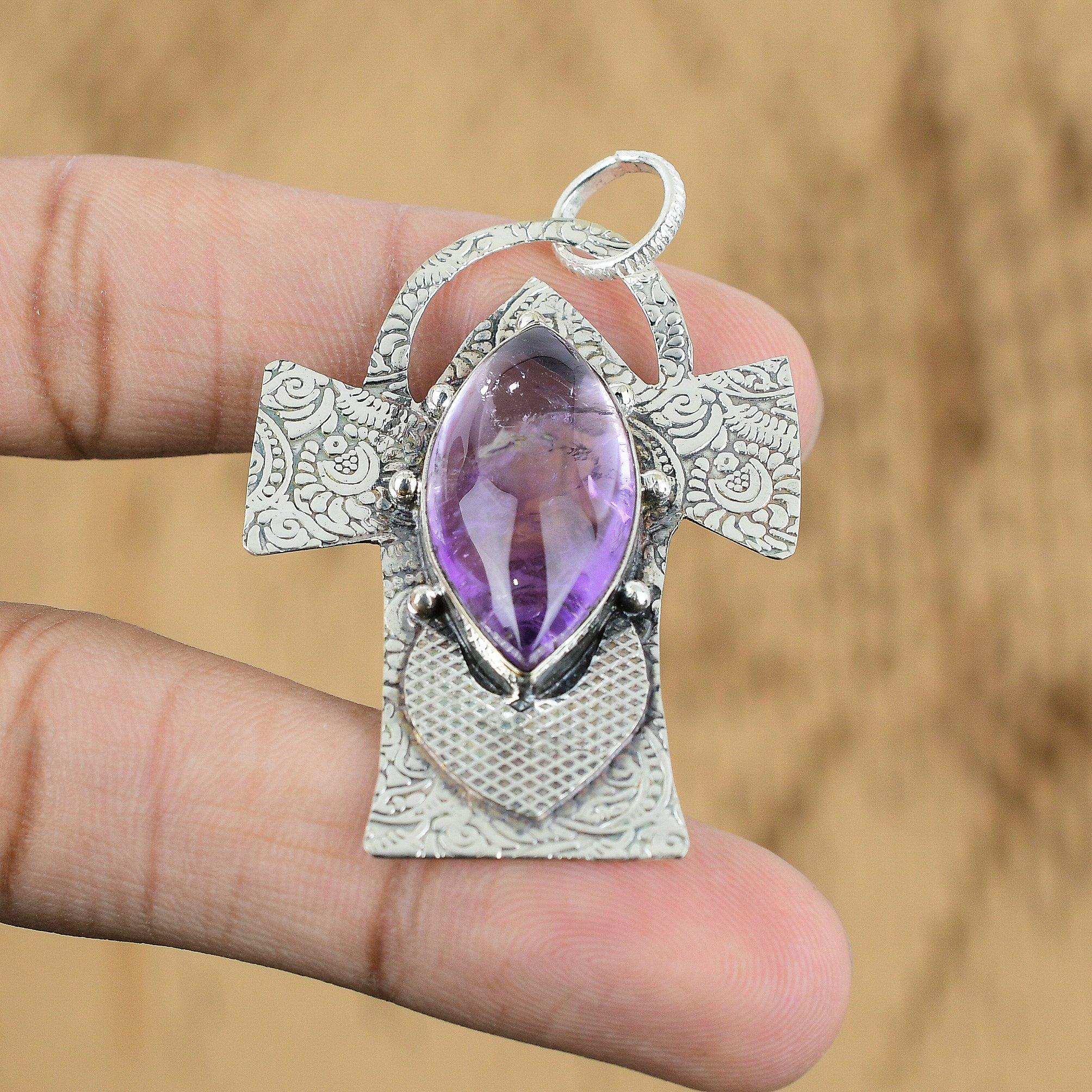 

925 Silver February Birth African Amethyst Gemstone Wife Wedding Pendant Jewelry
