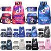 3pcsset Tok Tik Blue Galaxy Backpack Schoolbag Shoulderbag Pencilbag Women Kids