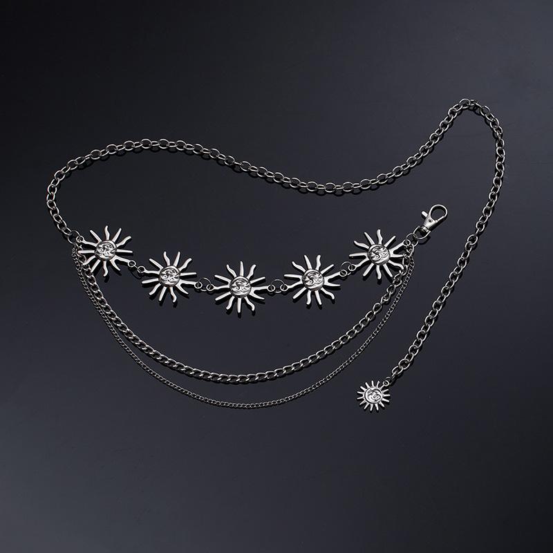 Atmospheric metal waist chain, women's adjustable dress waist, multi-layer premium chain belt.