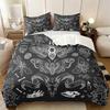 2/3Pcs Gothic Moth Skull Duvet Cover Set(1 Duvet Cover & 1/2 Pillowcase) Soft Bedding Set Aesthetic Dark Decor for Bedroom