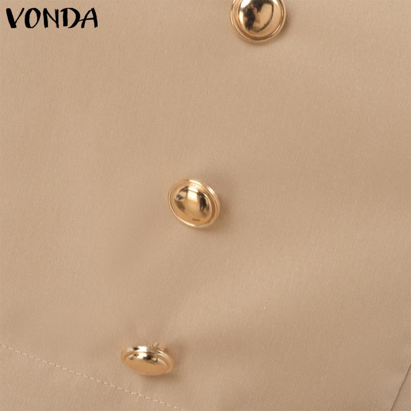 VONDA Women Casual Long Sleeve Square Neck Colorblock Dress