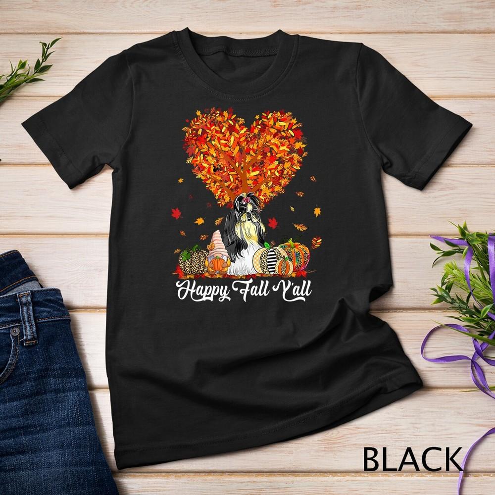 Happy Fall Y'all Funny Shih Tzu Autumn Pumpkins Unisex T-shirt