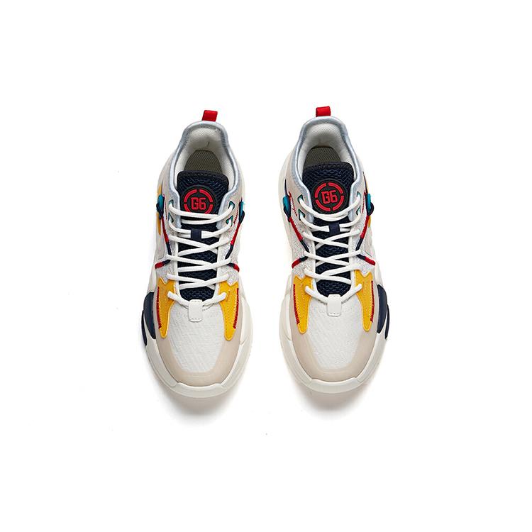 Anta Life Collection Casual Slip Resistant Abrasion Resistant Mid top Skateboard Shoes Women's Yellow Blue 122138084-3
