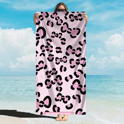 Pink Leopard Beach Towel Single Sided 2DPrint Stylish Soft Beach Towel Beach Pool Bathroom Towel Fun Vibe Gift For Trendy Lovers