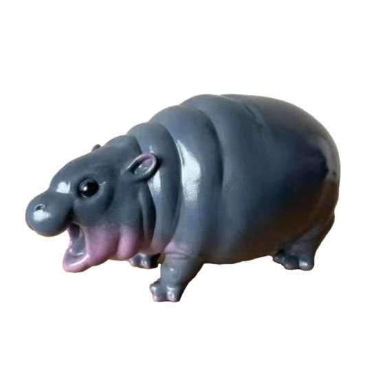 Simulation Hippopotamus Figurine Roaring Hippo Statue River Horse Sculpture Educational Toy Resin Animal Model Decoration Ornament