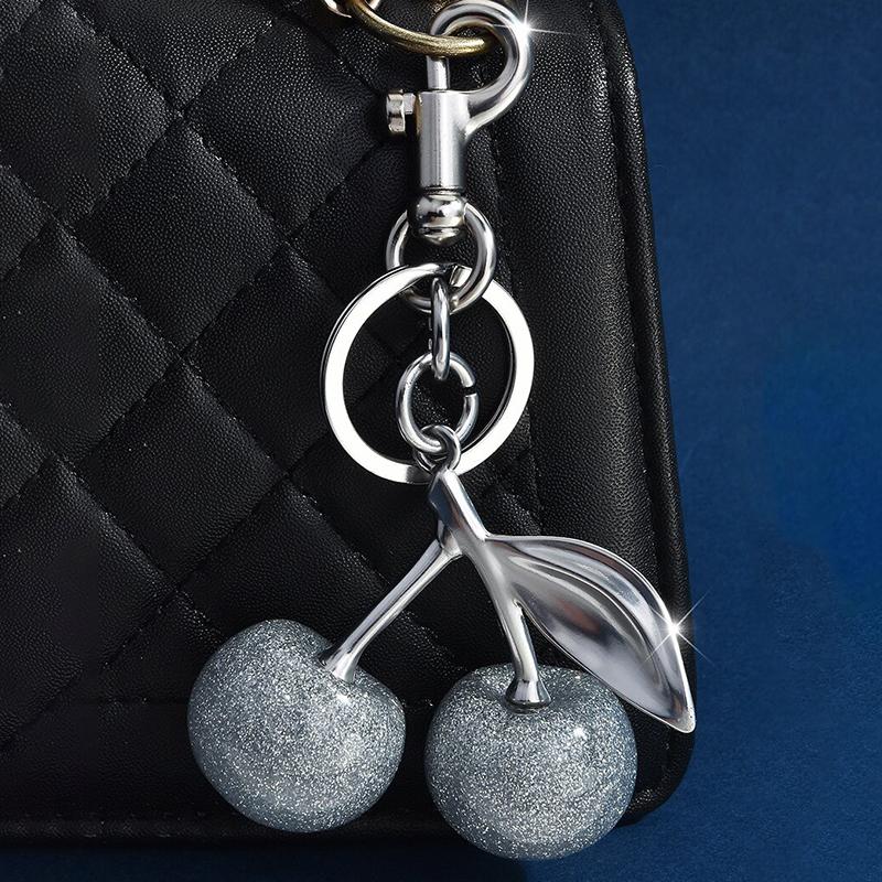 Cherry Keychain Bag Charm For Purses–Cute Keyring Accessories For Women, Fashionable Handbag Charms For Car Keys