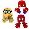 Minions Children Spiderman Cartoon Knitted Hat Gloves Winter Warm Suit Years 16