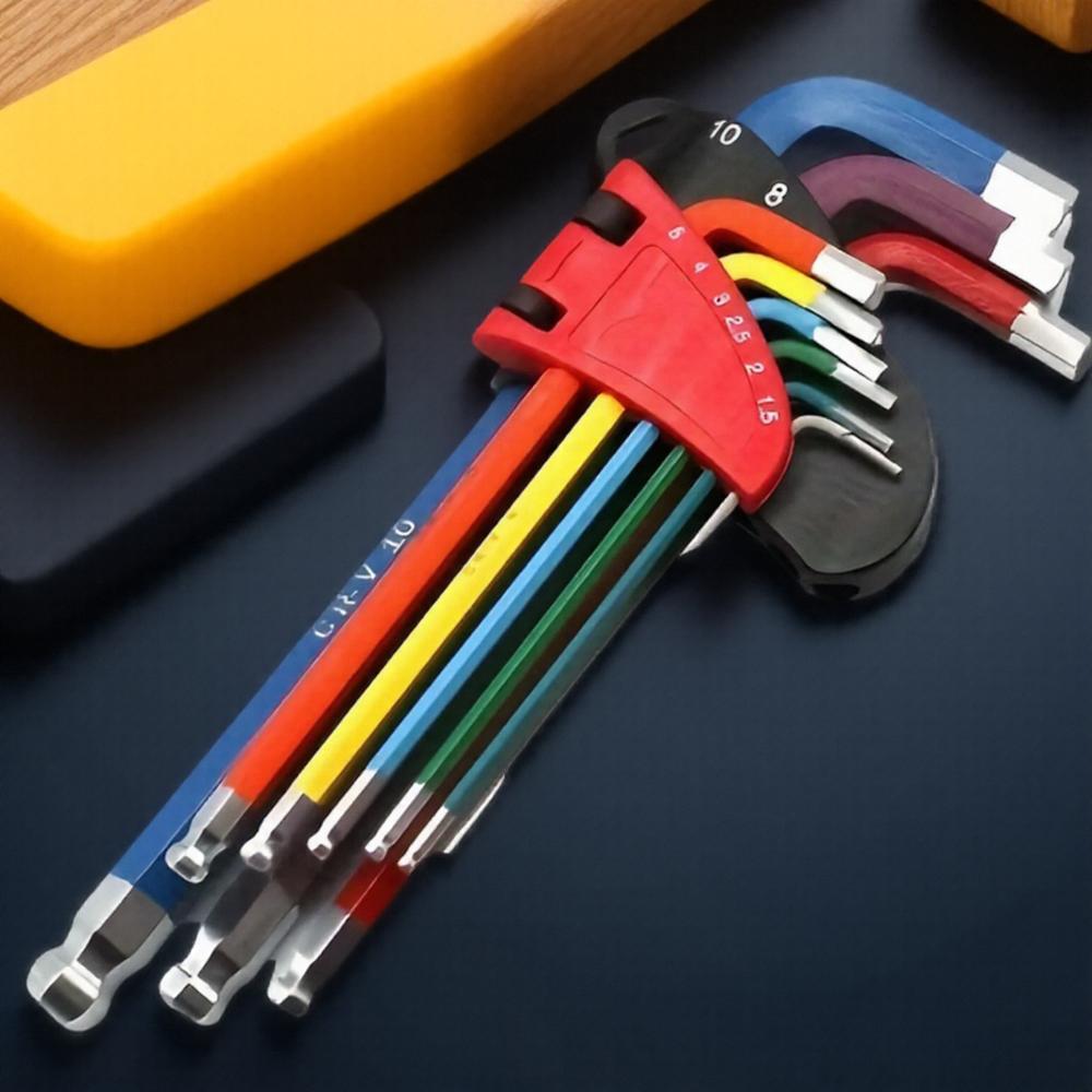 9PCS Long Arm Allen Key Set Hex Key for Bicycle Repair Tool Set Sizes 15mm to 10mm Ideal for Bicycle Maintenance
