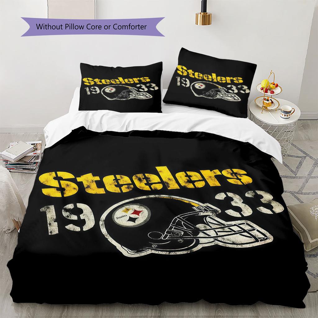 Pittsburgh Steelers Pattern Bedding Home Decoration Birthday Gift ( 1 Duvet Cover + 2 Pillowcase, Without Core),fan Merchandise.