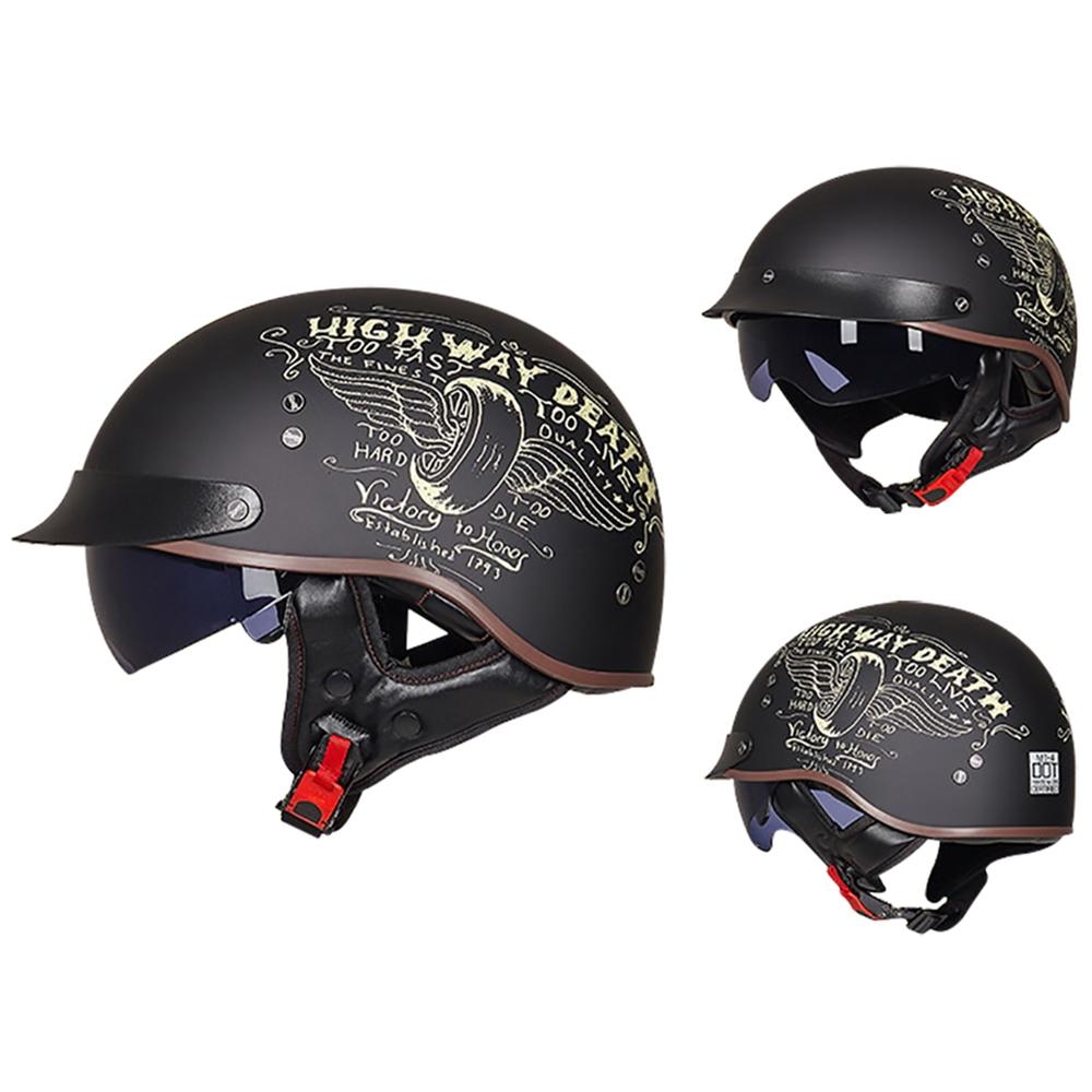 Retro Helmets For Motorcycle Capacete De Moto Helmet Vintage Street Touring Scooter Half Helmet Built In Visor DOT Certification