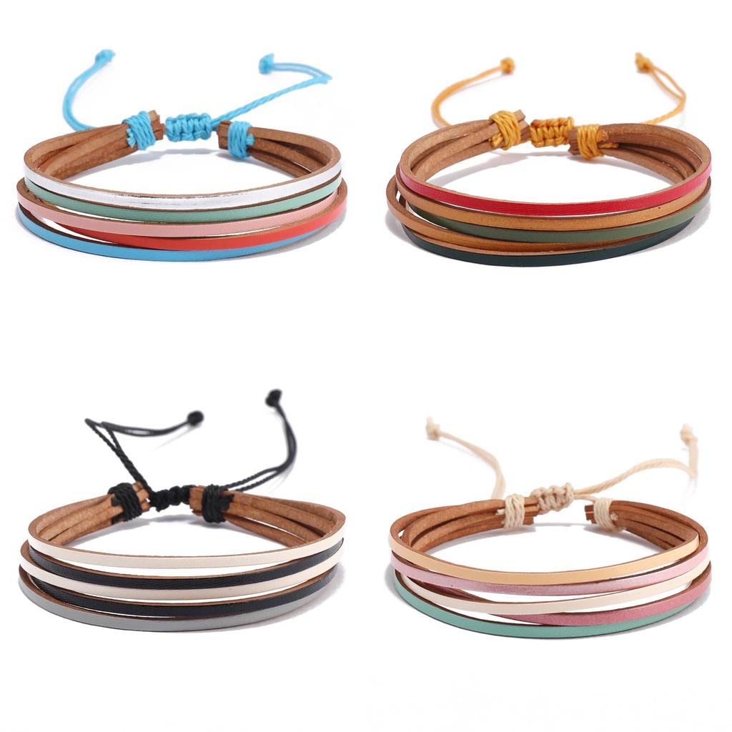 Stylish Leather Rope Bracelet Bohemian Chic Jewelry For Women Unique Geometric Shape Handcrafted