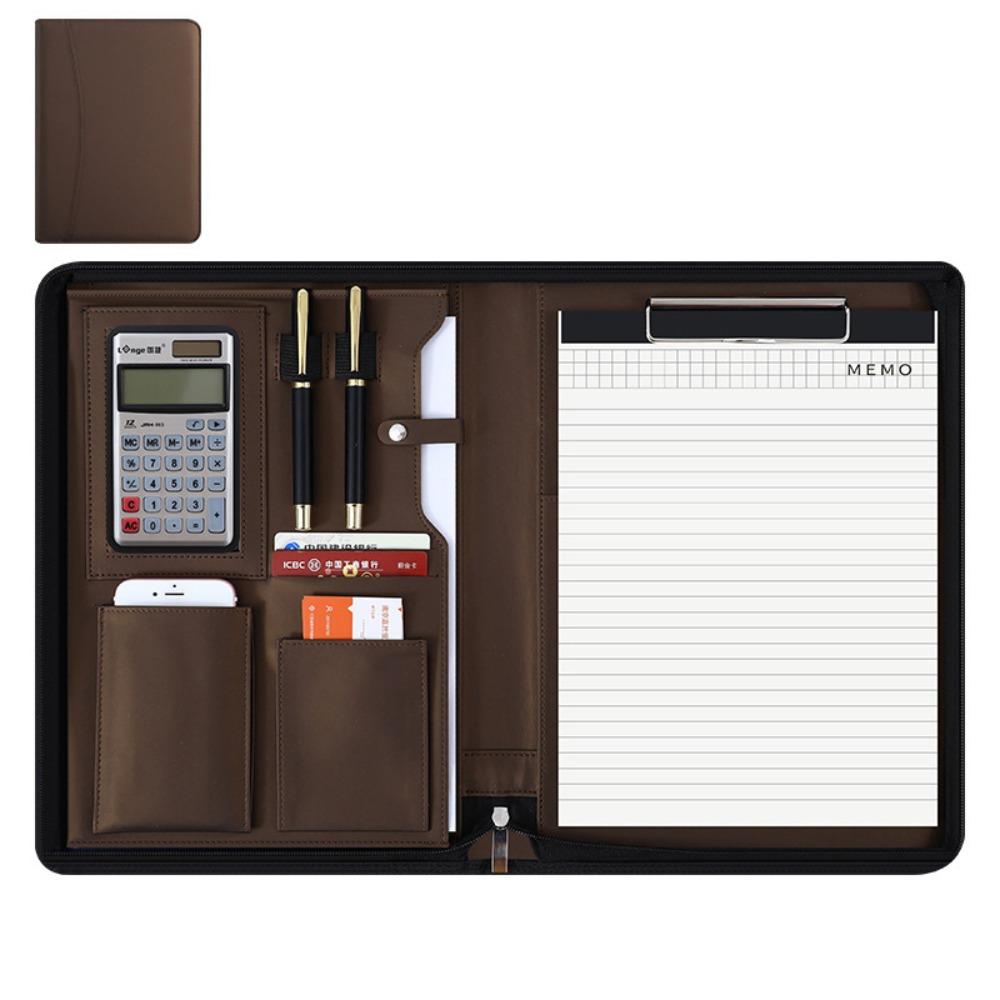 Zipper Closure A4 File Folder With Calculator Meeting Memo Book Portable Business Notepad  Meeting