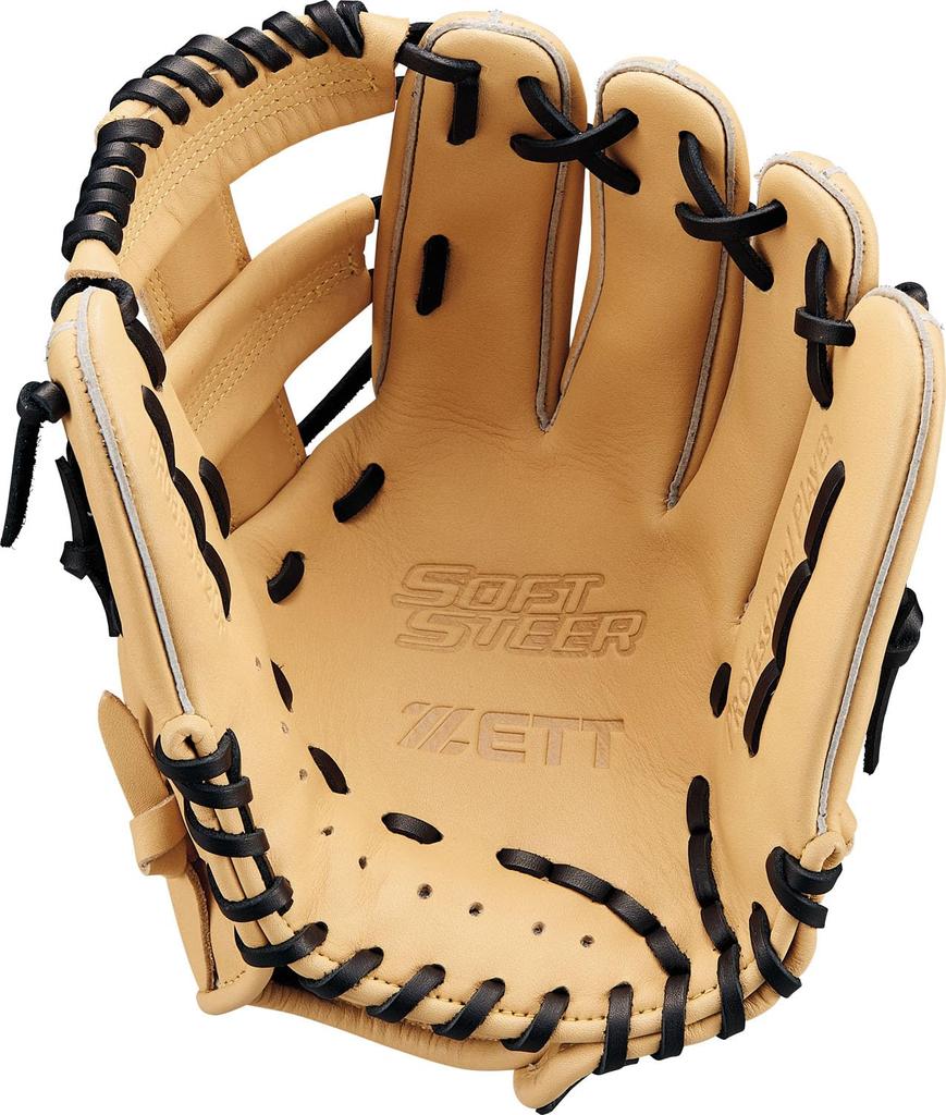 ZETT Soft Steer Baseball Pastel Brown X Black Size 4 Glove, All-Around, Left-Handed Throw, (3219), (BRGB35520F)
