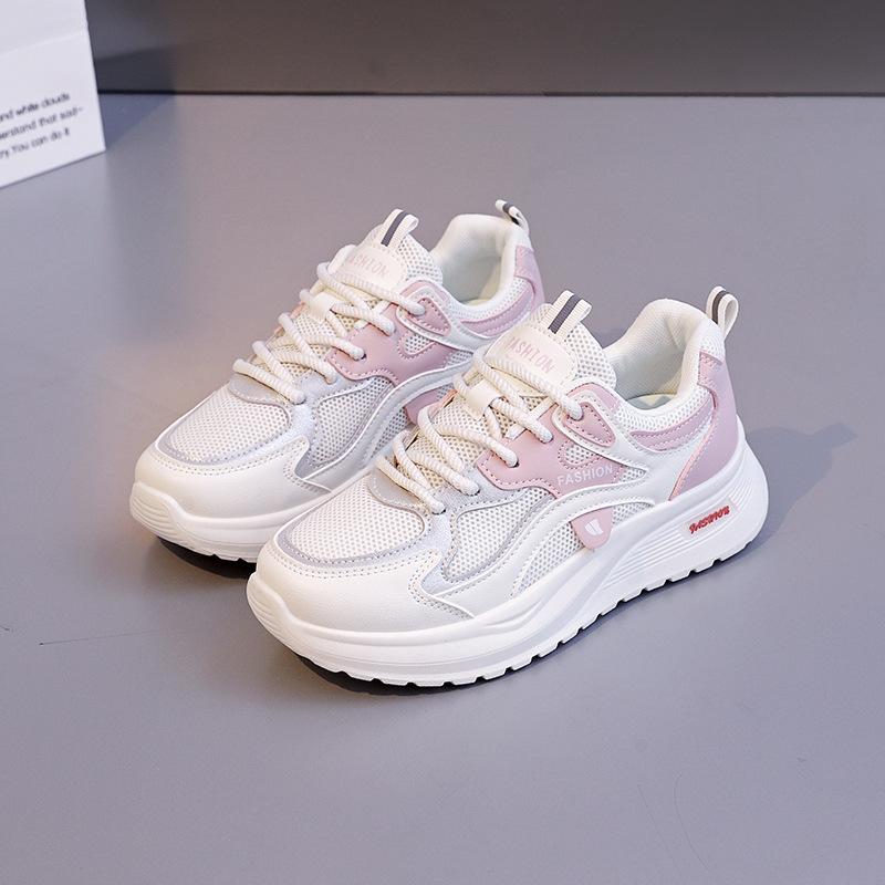Mesh Breathable Sneakers for Women's New Spring and Autumn Junior High School Students Running Lightweight Soft-soled White Shoes for Women Q103