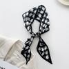 Korean Xiaoxiangfeng black and white silk scarf women's thin and narrow long simulated silk headband tied bag streamer spring and summer versatile