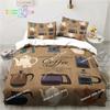 Coffee Pattern Bedding Set Printed Duvet Cover Sheet Pillowcase Bed Soft Quilt Cover Full Queen King Size Adult Kid Bedroom Gift