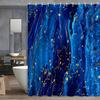 Abstract Blue And Gold Shower Curtain Marble Effect Golden Lines Waterproof Bath Decor Elegant Contemporary Bathroom Curtains