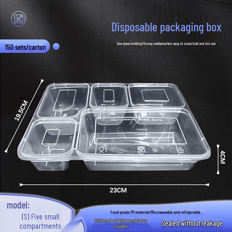 Disposable 5-Compartment Meal Prep Containers