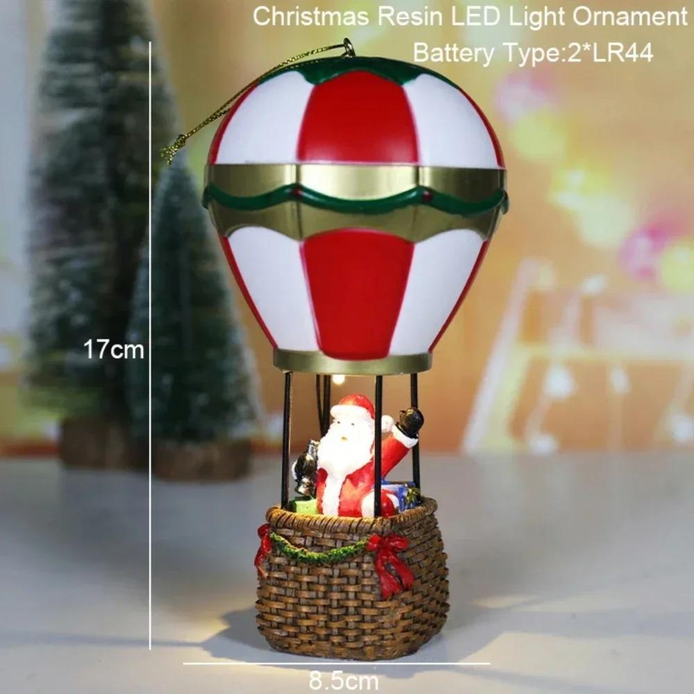 Christmas Glowing Ornaments, Santa Claus Snowman Hot Air Balloon with LED Light, Christmas Tree Ornaments Kids Toy New Year Gift