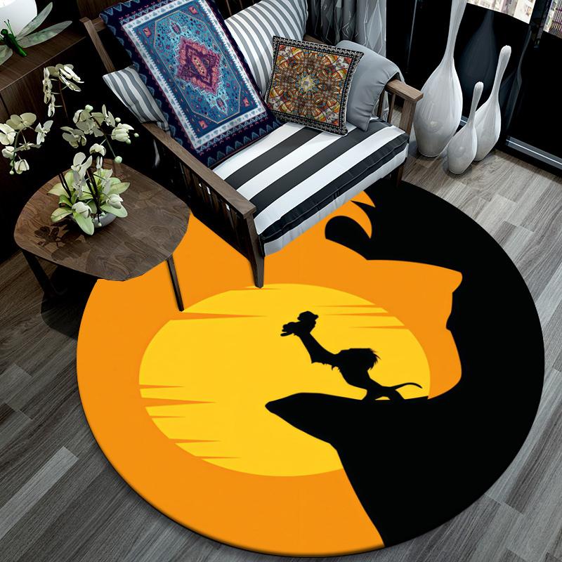 Lion pattern round rug,Carpet Rug for Living Room Bedroom Playroom ,Non-slip Floor Mat,Holiday Gifts and Birthday Gifts.