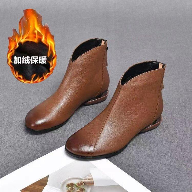 

Женские короткие ботинки с круглым носком, новые весенне-осенние одинарные ботинки на плоской подошве, ботинки Мартина на низком каблуке, толстый каблук, зимние бархатные туфли для мам 40