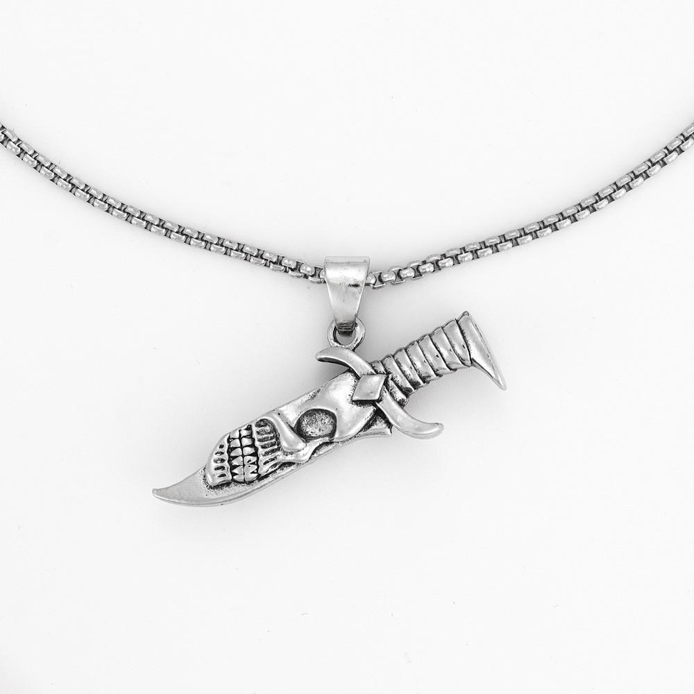 New Nordic Skull Dagger Pendant Necklace Popular Necklace Retro Men's Necklace