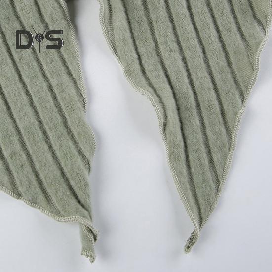 Women Tops V-Neck Lace Stitching Long Sleeve Irregular Hem Pullover Tops Solid Color Ribbed Slim Fit Cropped Tops