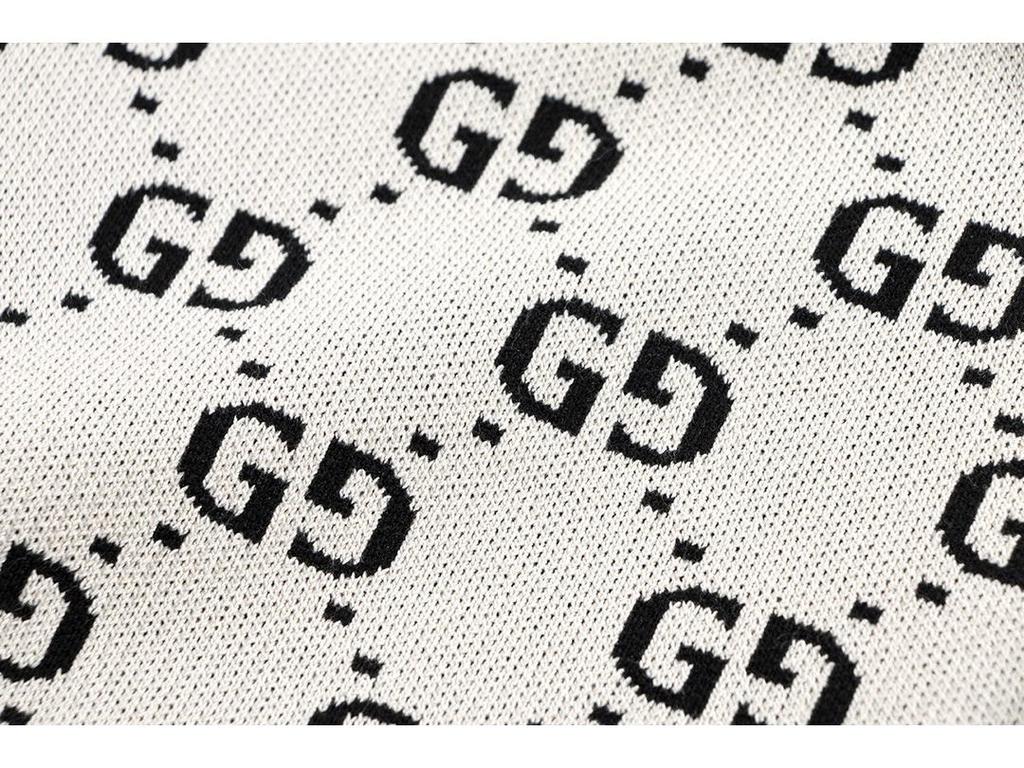 Unisex Trendig Sommar G-bokstav Jacquardstickad Pikétröja med Krage och Korta Ärmar