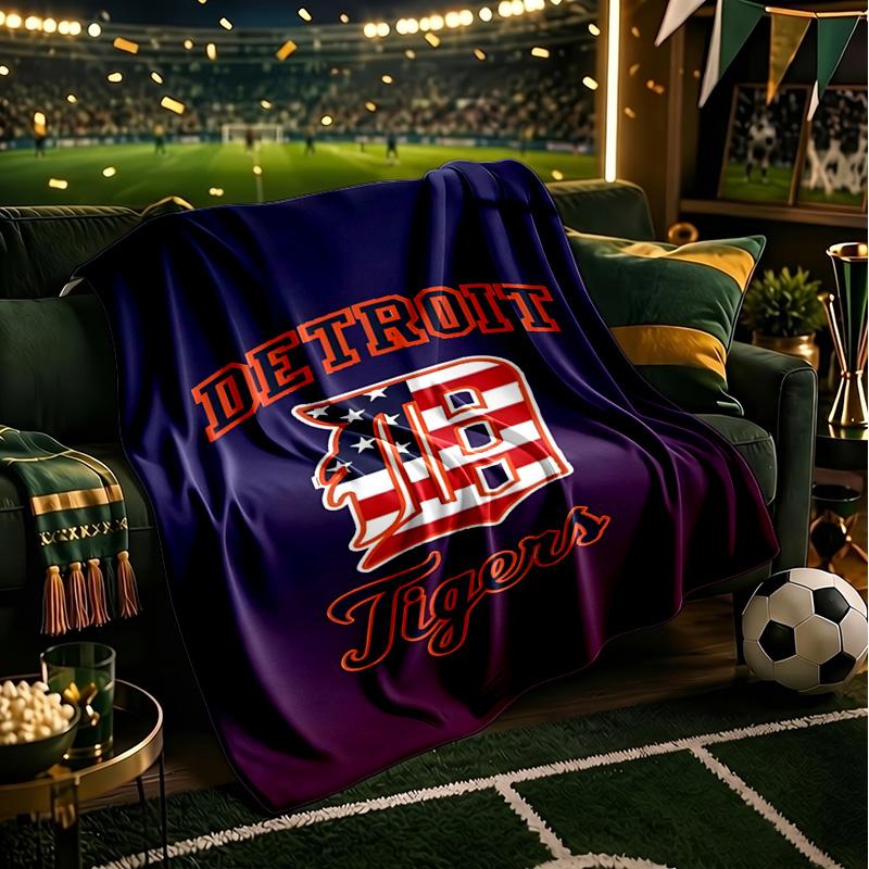 Detroit Tigers Emblem Blanket Lightweight Flannel Bedding Blanket Perfect for Travel, Camping, Living Rooms, Offices, Sofas, Fan Christmas gift