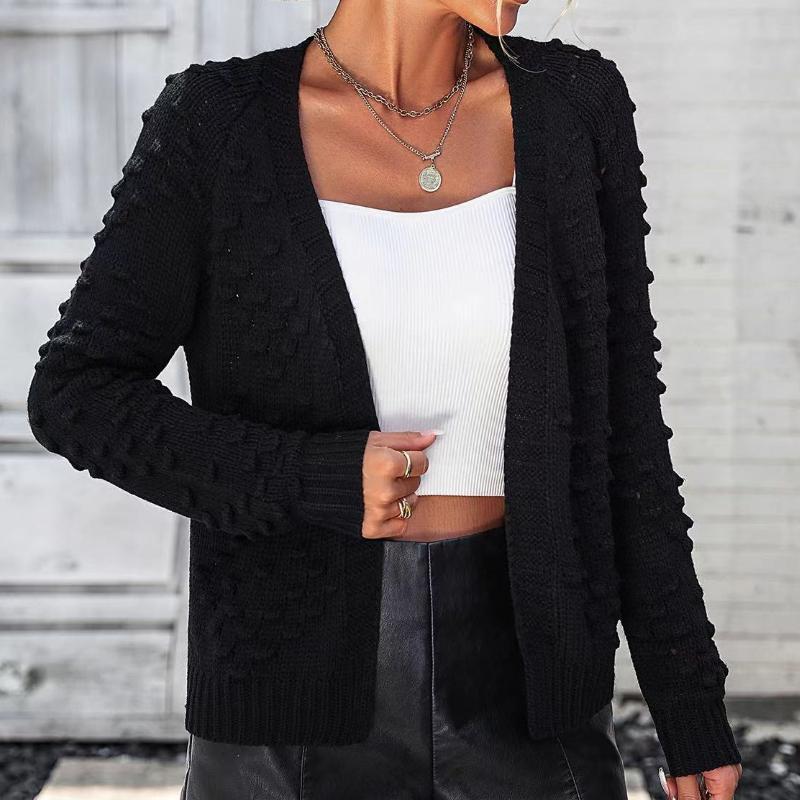 IHUASU Autumn and Winter Women's Knitted Three-dimensional Pattern Cardigan Jacket Sweater