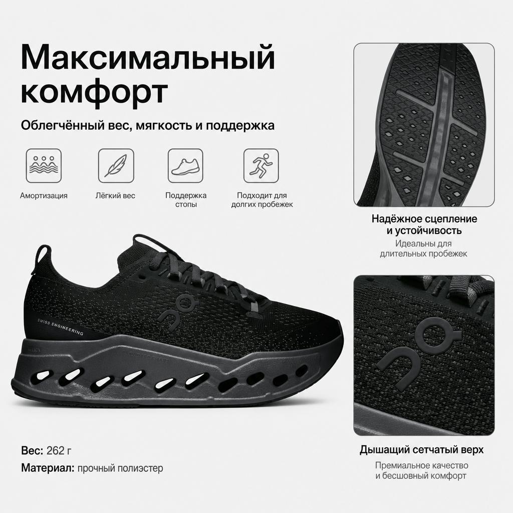 ON  Cloudsurfer Max Negro Eclipse Zapatillas de Mujer 3WF30220106