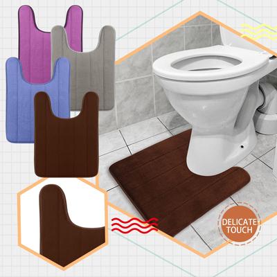 (Sept)Bathroom Carpet Toilet Cushion Cover Microfiber Absorbent Non-Slip Mat