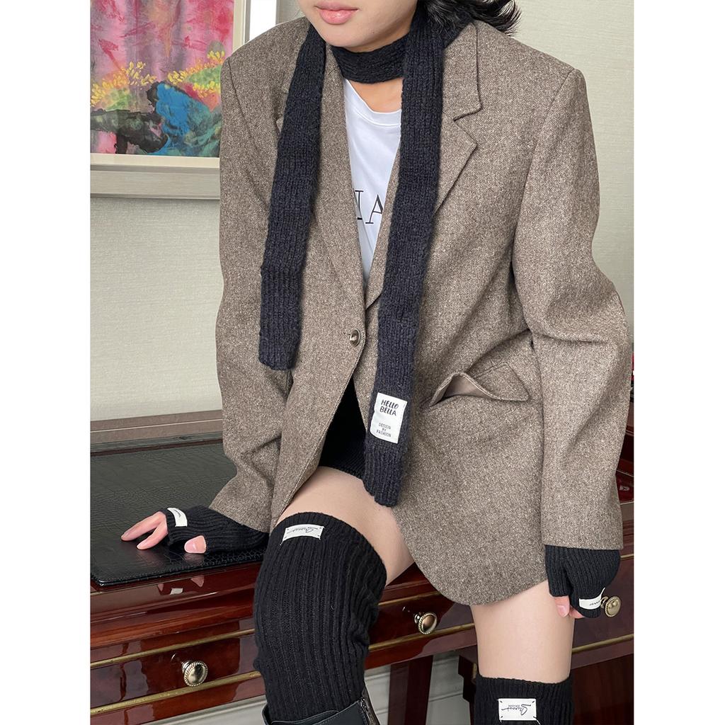 Women Long Thin Scarf Winter Skinny Scarf Lady Maillard Styling Scarf Casual Travel Shopping Taking Photo Scarf for Teen