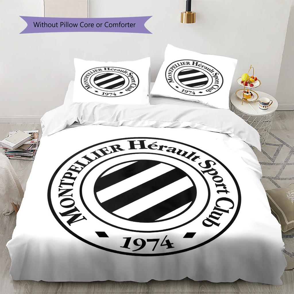 Montpellier HSC Logo Bedding Quilt Set Quilt Cover Pillowcase Home Decoration Birthday Gift (1 * Duvet Cover + 2 * Pillowcase, Without Core)