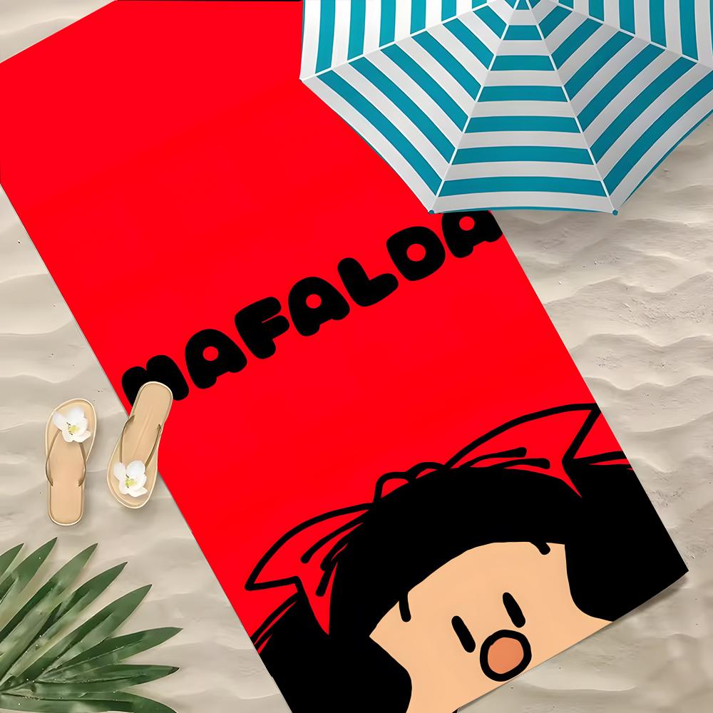 Anime Mafalda Towel Polyester Beach Towel Quick Dry Sand Free Bath Towel for Summer Pool Travel Vacation