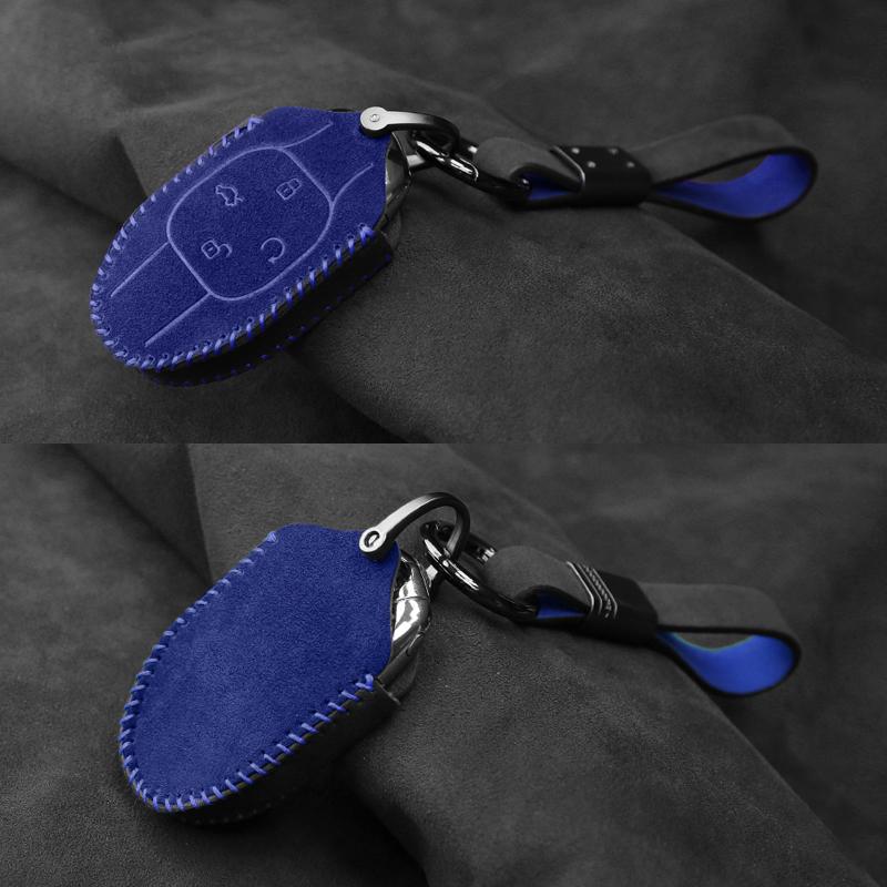 Alcantara Suede For Trumpchi Empow Series Suede Hand-Swen Car Key Case Protective Cover Buckle Car Accessories